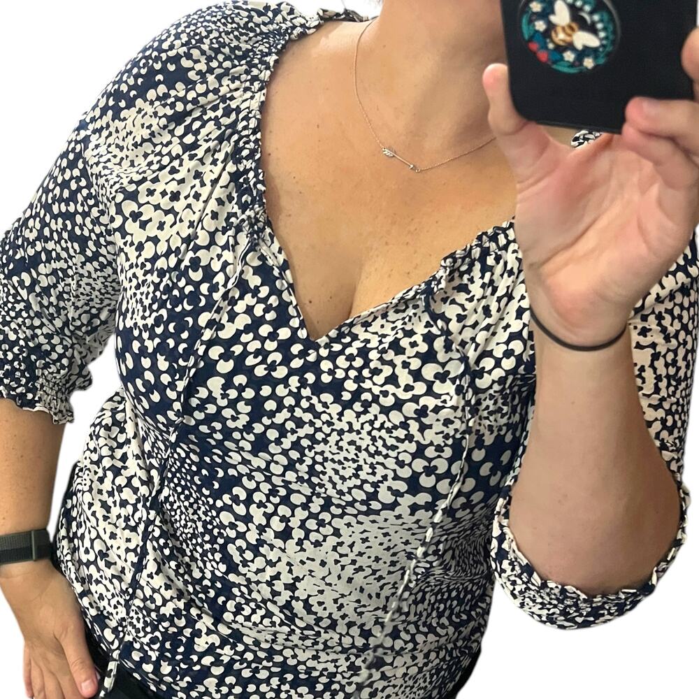 Talbots Small Split Neck Keyhole Tie Elastic Coll… - image 7